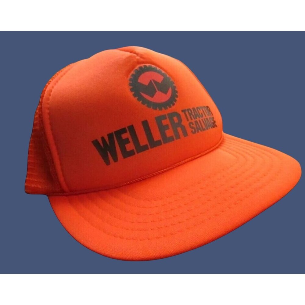 1/2  Mesh SnapBack cap hat NWOT HOT ORANGE TRACTOR SALVAGE Trucker Hat